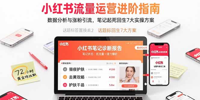 小红书流量运营进阶指南，数据分析与涨粉引流，笔记起死回生7大实操方案-萤火网创