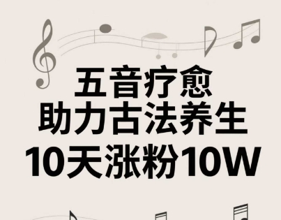 古法五音养生教程，五音疗愈的视频的制作方法，2-4小时就能学会，作者10天涨粉10W-萤火网创
