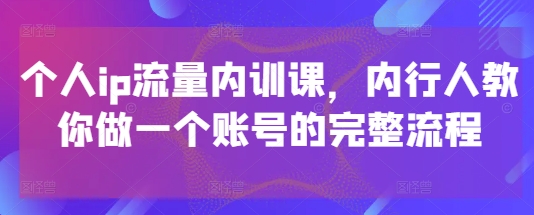 个人ip流量内训课，内行人教你做一个账号的完整流程-萤火网创