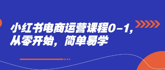 小红书电商运营课程0-1，从零开始，简单易学-萤火网创