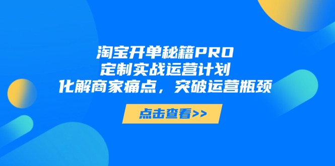 淘宝开单秘籍PRO，定制实战运营计划，化解商家痛点，突破运营瓶颈-萤火网创