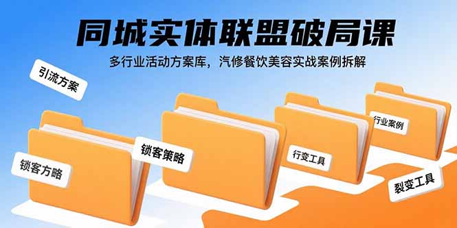 同城实体联盟破局课，多行业活动方案库，汽修餐饮美容实战案例拆解-萤火网创