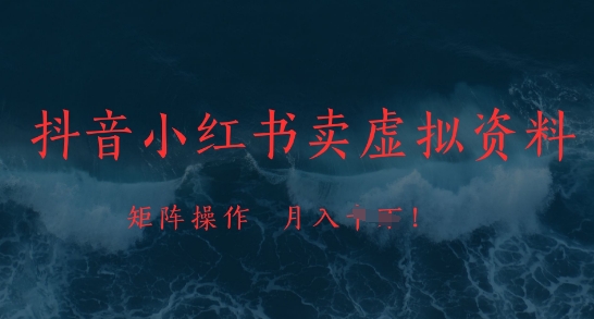 抖音小红书卖虚拟资料，市场需求一直存在，矩阵操作，月入1w+-萤火网创