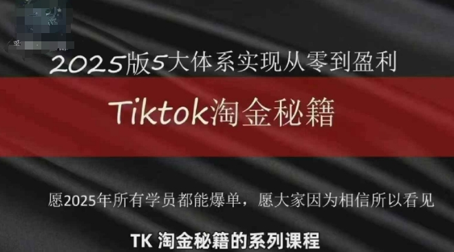 TikTok跨境2025淘金秘籍，​2025TikTok从0到盈利变现-萤火网创