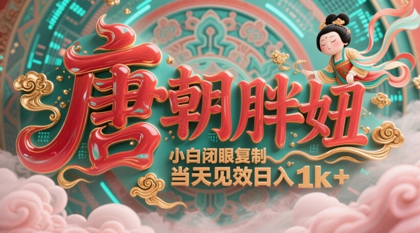 用AI克隆“唐朝胖妞”日更3条，平台疯狂推流，小白闭眼复制，当天见效，日入1k+-萤火网创