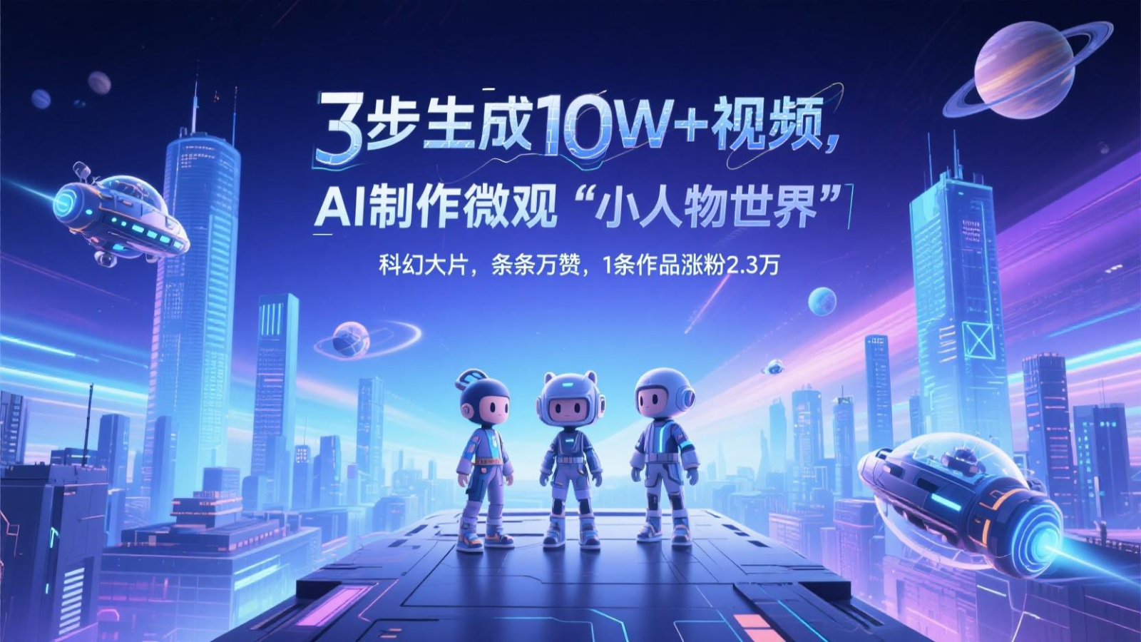 三步生成10W+视频，AI制作微观“小人物世界”科幻大片，条条万赞，1条作品涨粉2.3万-萤火网创