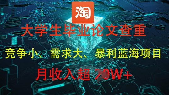 大学生毕业论文查重，暴利蓝海项目，月收入过1W+-萤火网创