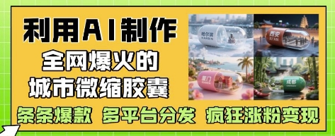 利用AI制作全网爆火的城市微缩胶囊，条条爆款， 多平台分发，疯狂涨粉变现-萤火网创