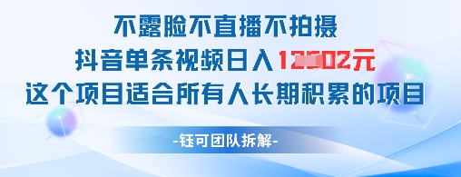 不露脸不直播不拍摄抖音单条视频日入1k+这个项目适合所有人长期积累的项目-萤火网创