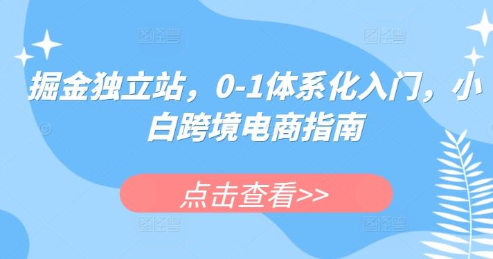掘金独立站，0-1体系化入门，小白跨境电商指南-萤火网创