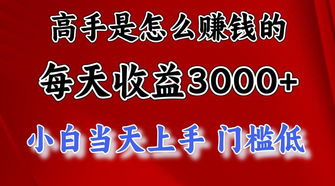 高手是怎么赚钱的，一天收益3000+，闷声发财项目，不是一般人能看懂的-萤火网创
