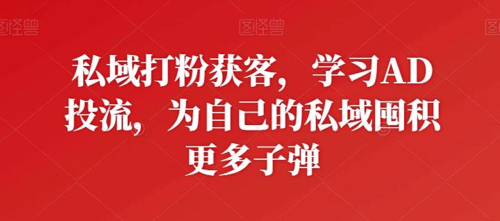 私域打粉获客，学习AD投流，为自己的私域囤积更多子弹-萤火网创