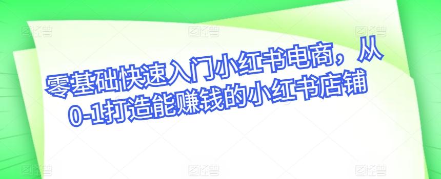 零基础快速入门小红书电商，从0-1打造能赚钱的小红书店铺-萤火网创