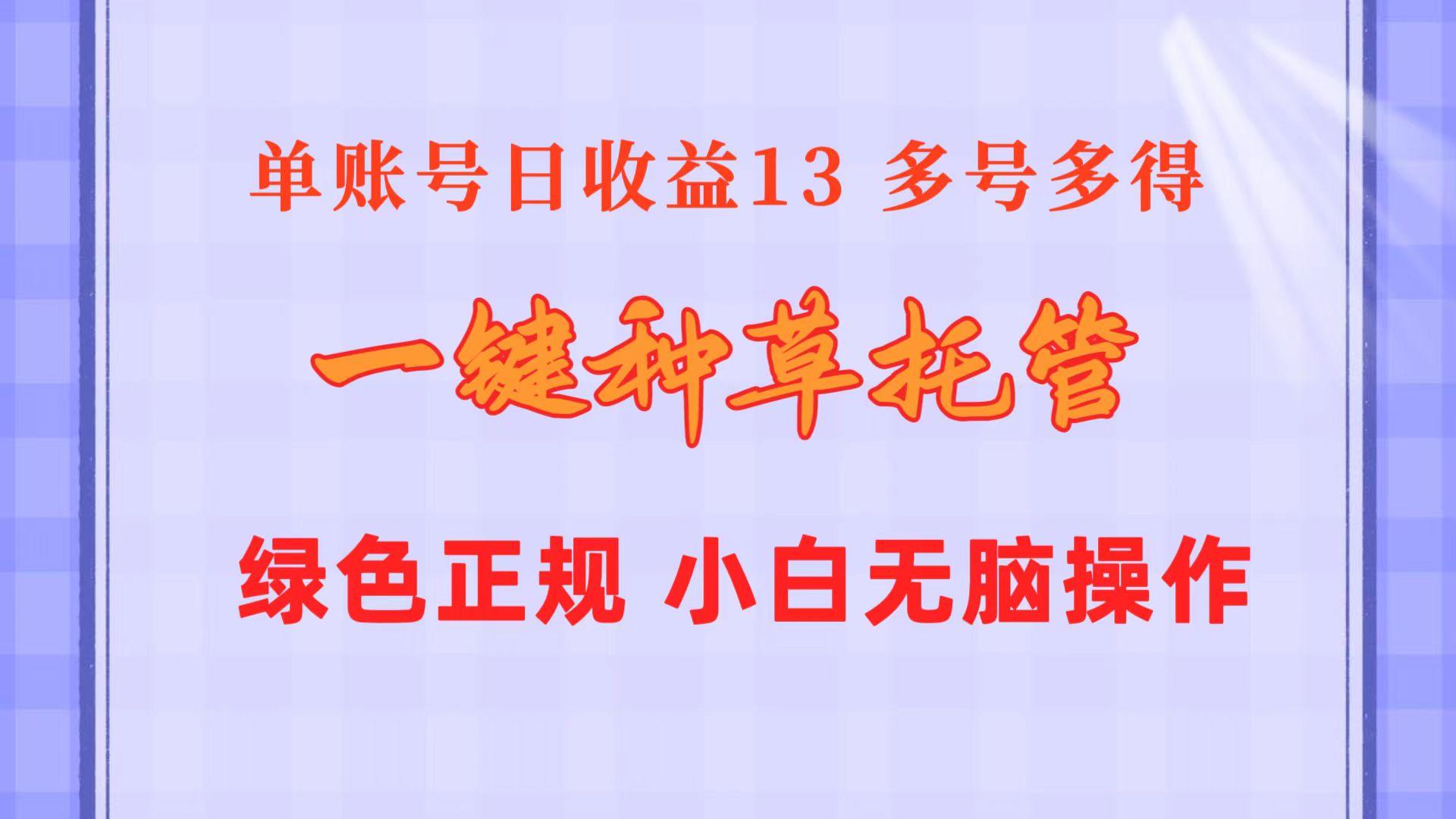 一键种草托管 单账号日收益13元  10个账号一天130  绿色稳定 可无限推广-萤火网创