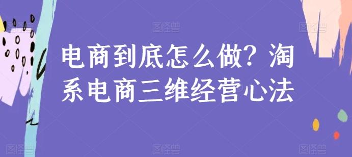 电商到底怎么做？淘系电商三维经营心法-萤火网创