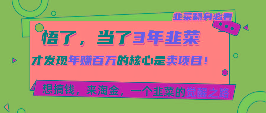 悟了，当了3年韭菜，才发现网赚圈年赚100万的核心是卖项目，含泪分享！-萤火网创