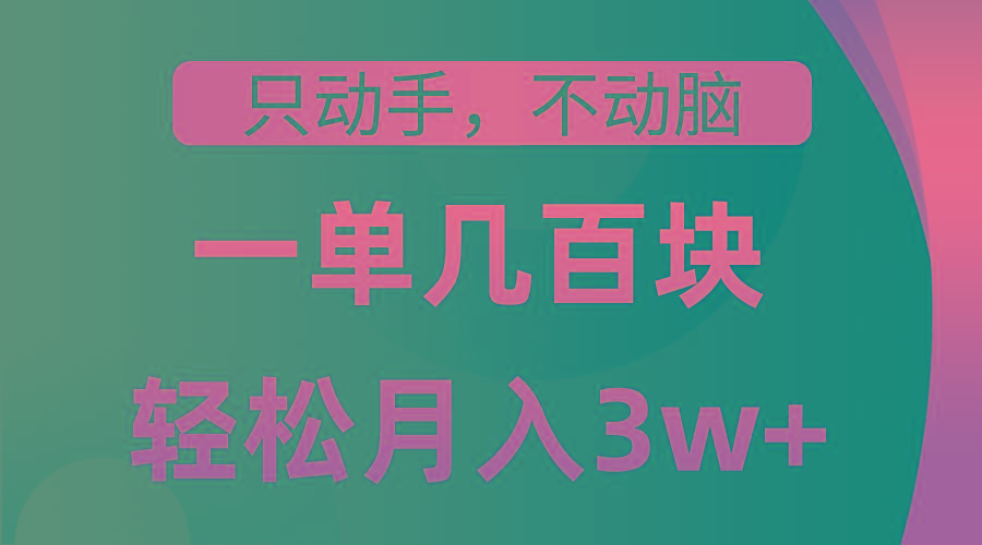 只动手不动脑，一单几百块，轻松月入3w+，看完就能直接操作，详细教程-萤火网创