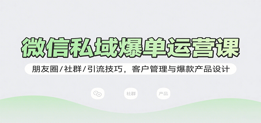 微信私域爆单运营课：朋友圈/社群/引流技巧，客户管理与爆款产品设计-萤火网创