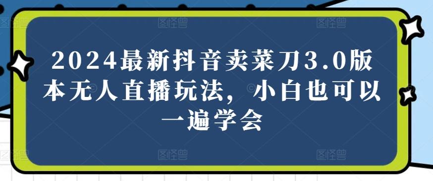 2024最新抖音卖菜刀3.0版本无人直播玩法，小白也可以一遍学会【揭秘】-萤火网创