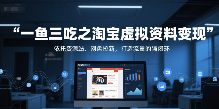 一鱼三吃之淘宝虚拟资料变现，依托资源站、网盘拉新，打造流量的强闭环-萤火网创