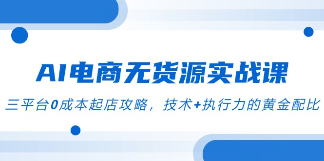 AI电商无货源实战课，三平台0成本起店攻略，技术+执行力的黄金配比-萤火网创