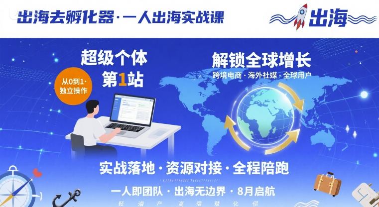出海去孵化器，一人出海实战课，​超级个体第1站，解锁全球增长-萤火网创