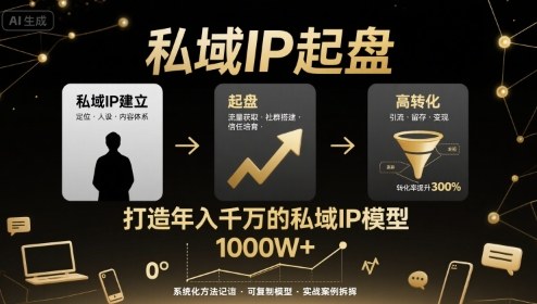 私域IP起盘，私域ip建立、起盘、高转化，打造年入千万的私域ip模型-萤火网创