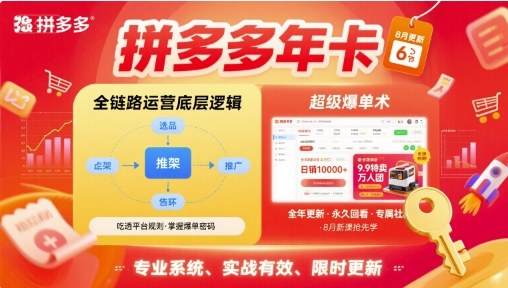 拼多多年卡【8月更新6节】拼多多全链路运营底层逻辑，超级爆单术-萤火网创