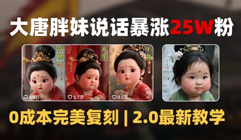 AI大唐胖贵妃说话2.0，40条视频暴涨40w粉，附独家变现攻略-萤火网创