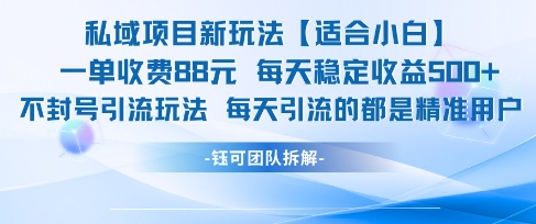 私域项目新玩法【适合小白】 一单收费88.每天稳定收益几张-萤火网创
