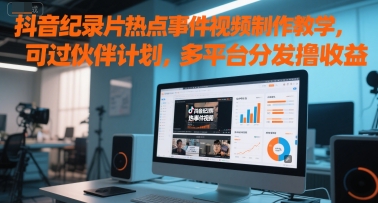 抖音纪录片热点事件视频制作教学，可过伙伴计划，多平台分发撸收益-萤火网创