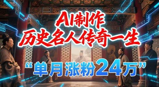 暴力起号！用AI制作历史名人传奇一生，单月涨粉24W，涨粉+变现赛道黑马来了-萤火网创