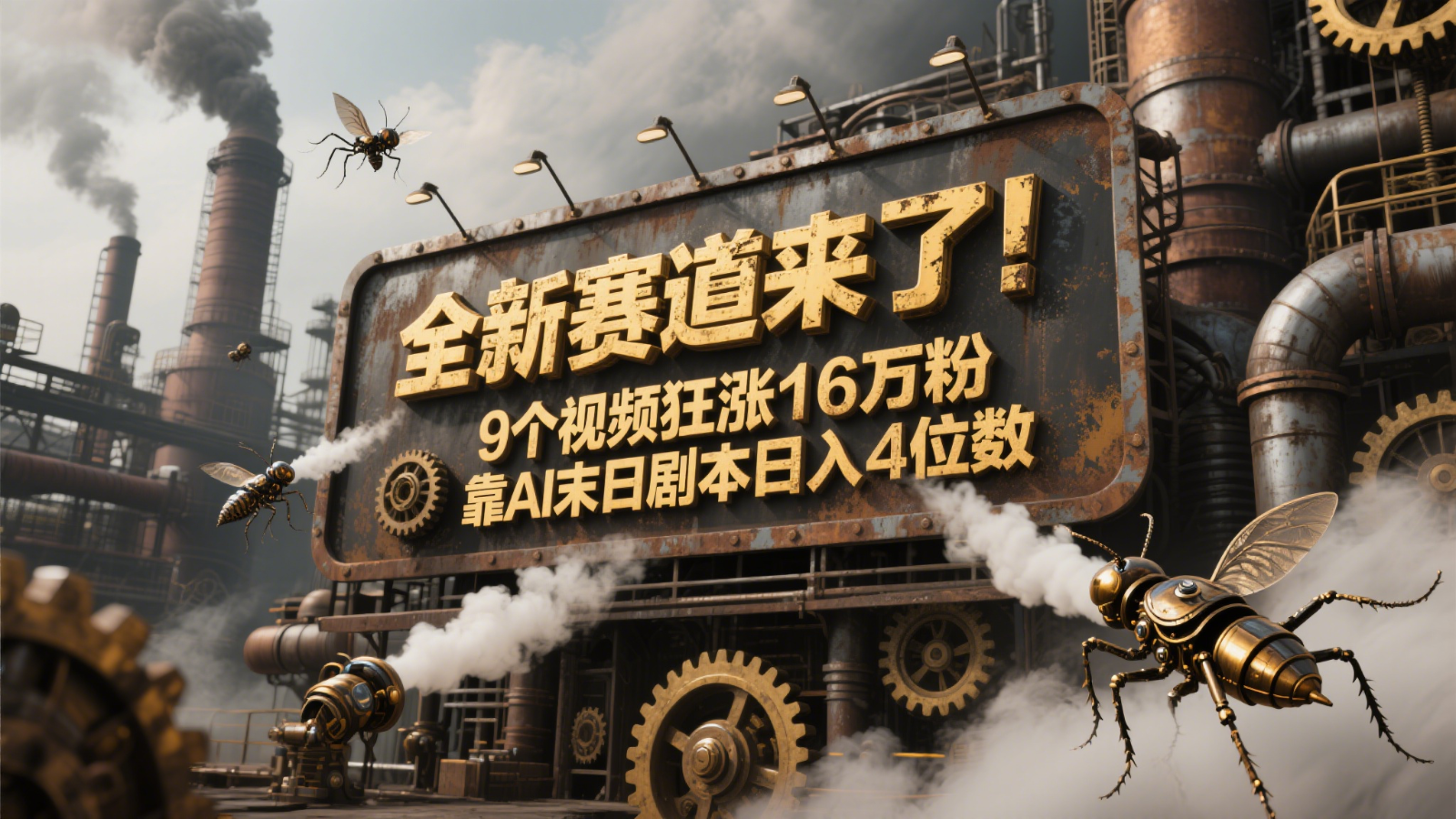 全新赛道来了！9个视频狂涨16万粉，靠AI末日剧本日入4位数，评论区爆肝追更！-萤火网创