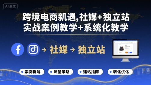 跨境电商新机遇，社媒+独立站，实战案例教学+系统化教学-萤火网创
