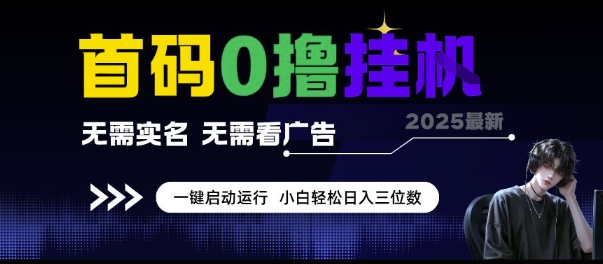 首码0撸挂G项目，无需实名无需看广告 一键启动运行，小白轻松日入三位数【揭秘】-萤火网创
