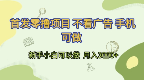 首发零撸项目 不看广告 手机可做 新手小白可以做  月入3k+【揭秘】-萤火网创
