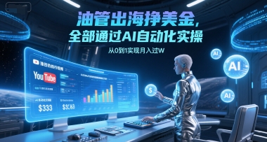 油管出海挣美金，全部通过AI自动化实操，从0到1实现月入过W-萤火网创