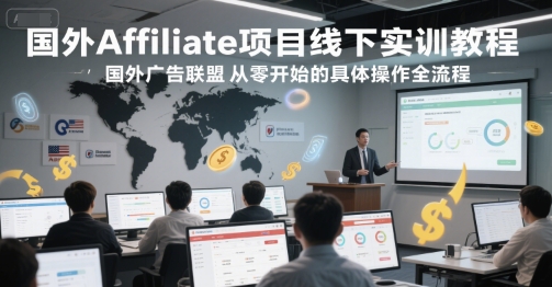 国外Affiliate项目线下实训教程，国外广告联盟从零开始的具体操作全流程-萤火网创
