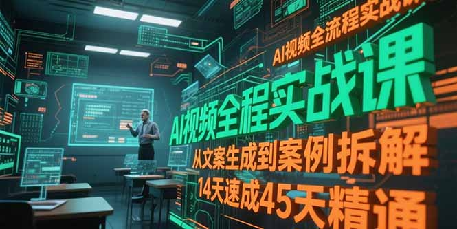 AI视频全流程实战课，从文案生成到案例拆解，14天速成45天精通-萤火网创