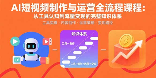 AI短视频制作与运营全流程课程：从工具认知到流量变现的完整知识体系-萤火网创