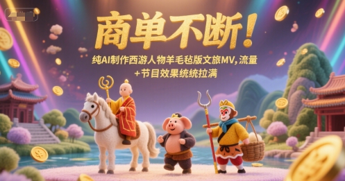 商单不断！纯AI制作西游人物羊毛毡版文旅MV，流量+节目效果统统拉满-萤火网创