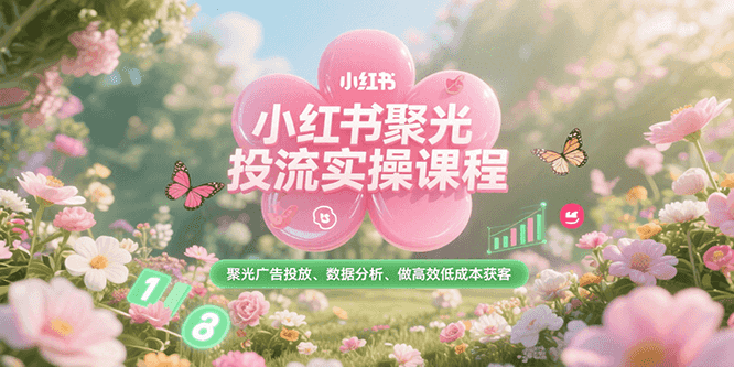 小红书聚光投流实操课程，聚光广告投放、数据分析、做高效低成本获客-萤火网创