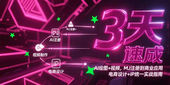 3天速成AI绘图+视频，MJ注册到商业应用，电商设计+IP统一实战指南-萤火网创