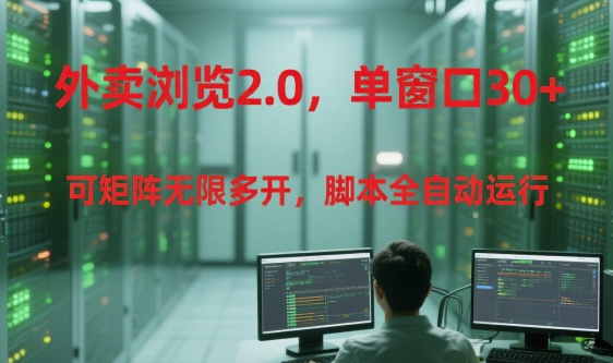外卖浏览2.0，单窗口30+可矩阵无限多开，脚本全自动运行【揭秘】-萤火网创
