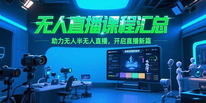 无人直播课程汇总，含非实时防风技术，助力无人半无人直播，开启直播新篇-萤火网创