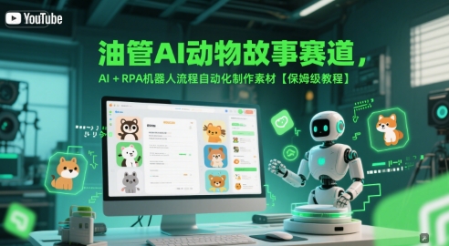 油管AI动物故事赛道，AI+RPA机器人流程自动化制作素材【保姆级教程】-萤火网创