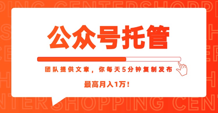 【公众号托管 】我提供文章，你每天５分钟复制发布，最高月入1W-萤火网创