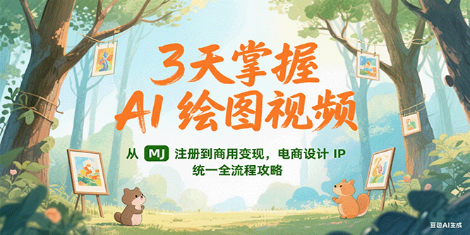 3天掌握AI绘图视频，从MJ 注册到商用变现，电商设计IP统一全流程攻略-萤火网创
