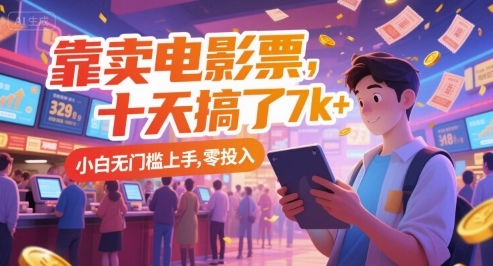 靠卖电影票，十天搞了7k+，小白无门槛上手，零投入【揭秘】-萤火网创