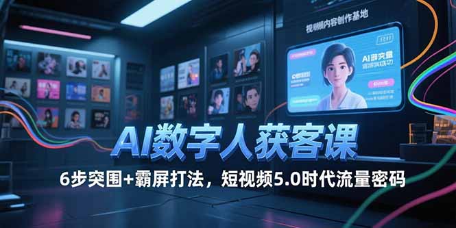AI数字人获客课，6步突围+霸屏打法，短视频5.0时代流量密码-萤火网创